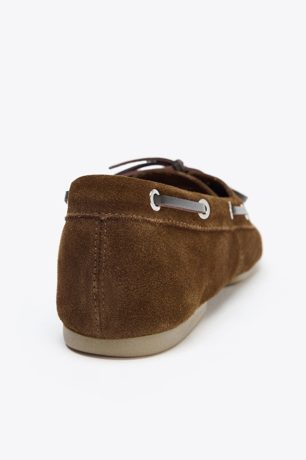 SPLIT SUEDE TOPSTITCHED LOAFERS