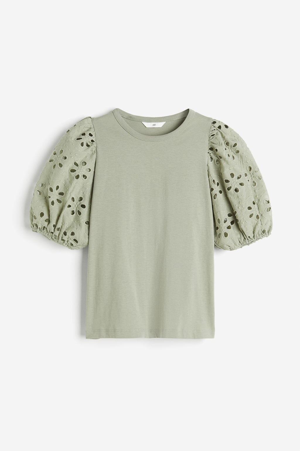 Top con mangas con bordado ingles - H&m фото 3