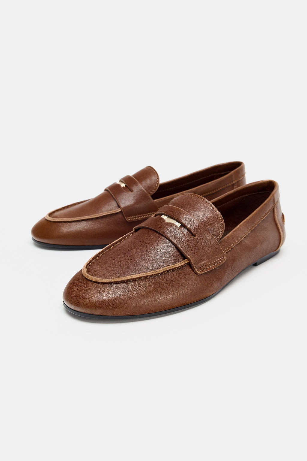 LEATHER PENNY LOAFERS - Zara фото 7