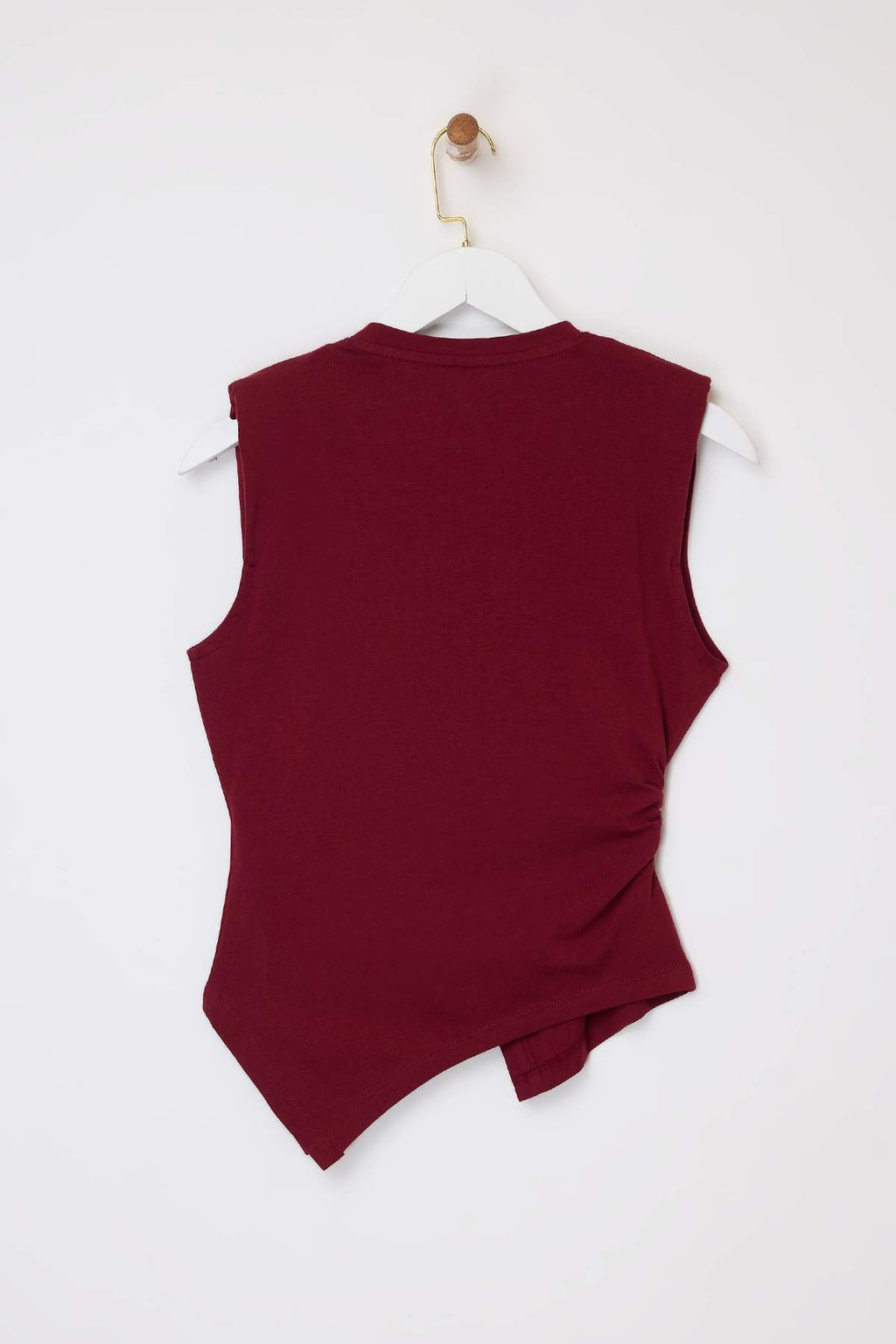 Bordo Fitted/Vucuda Oturan Kolsuz Pamuklu Esnek Orme Bluz TWOSS26BZ00081