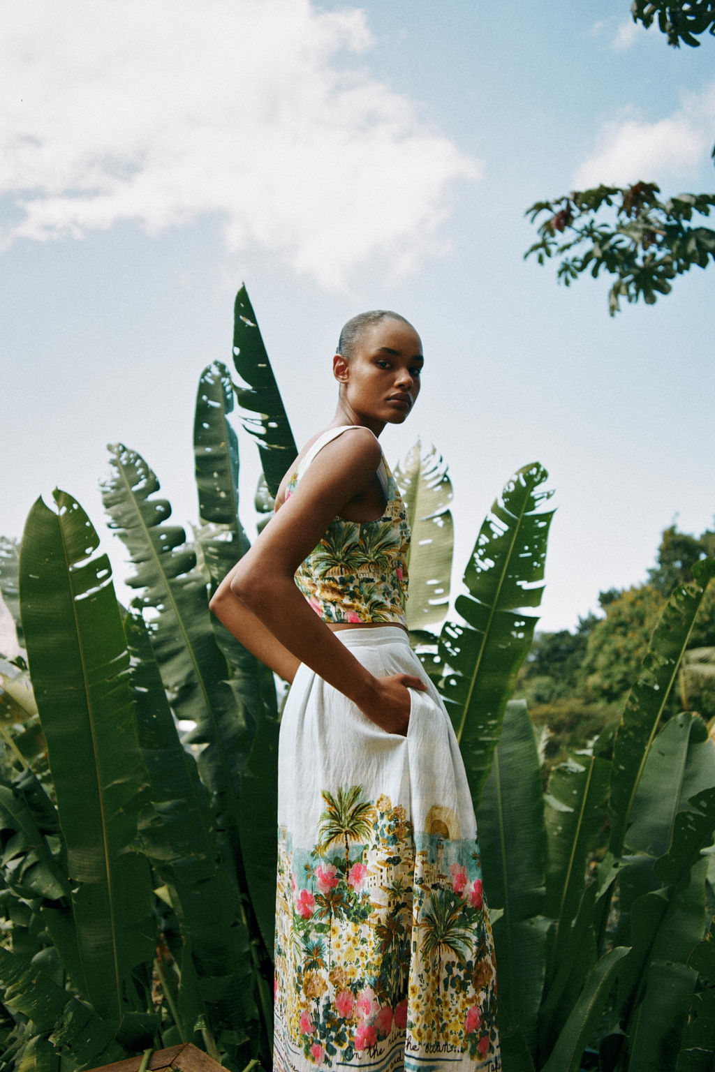 PRINTED KNOT CROP TOP - Zara фото 5