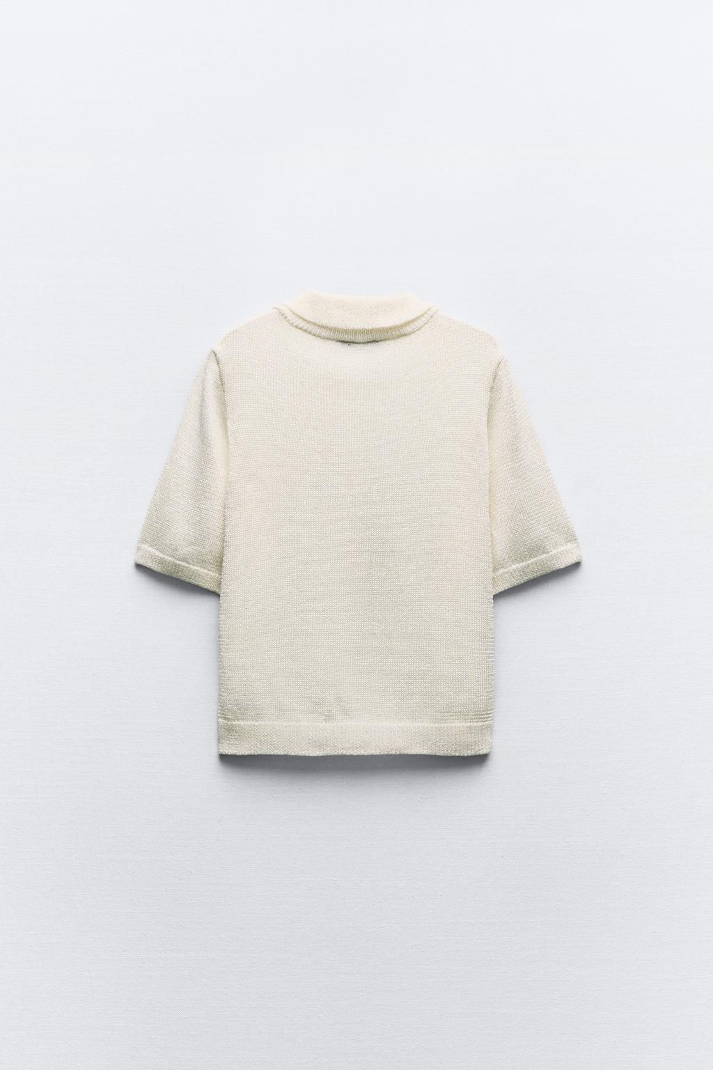PLAIN KNIT POLO COLLAR TOP - Zara фото 7