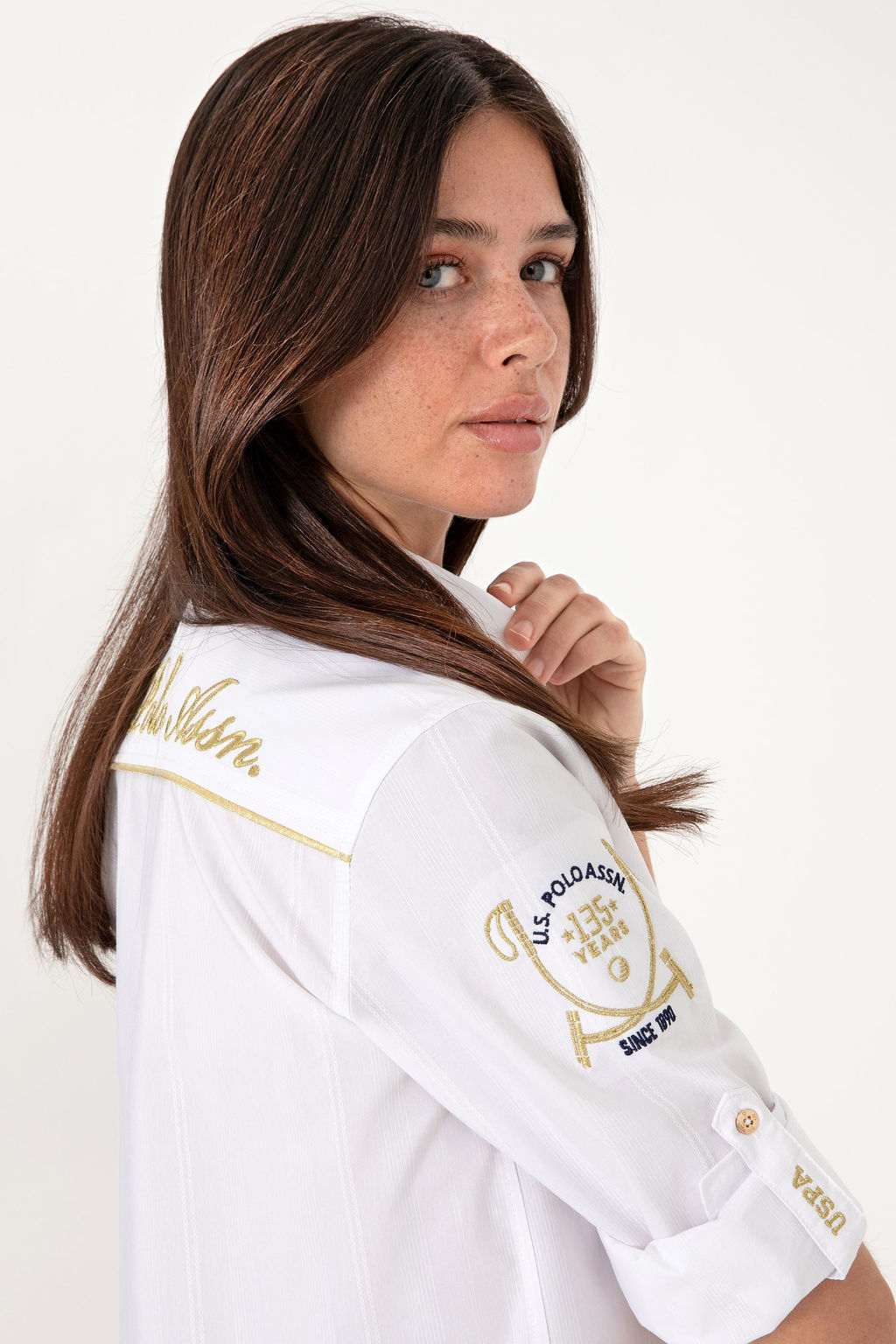 Kad_n Beyaz Uzun Kollu G_mlek Sepette S_rpriz _ndirim - U.s. polo assn фото 2