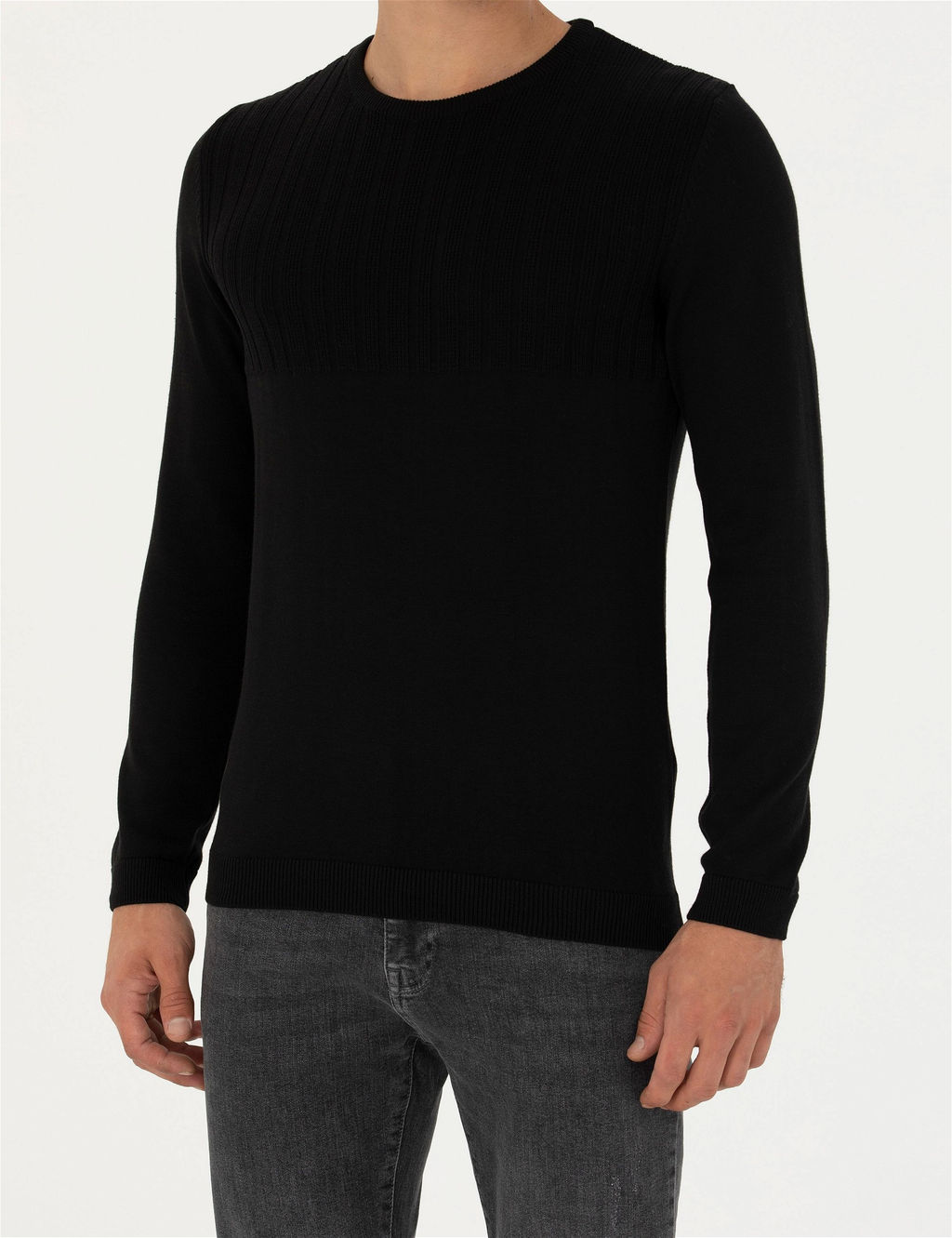 Siyah Slim Fit Bisiklet Yaka Triko Kazak - Pierre cardin фото 6