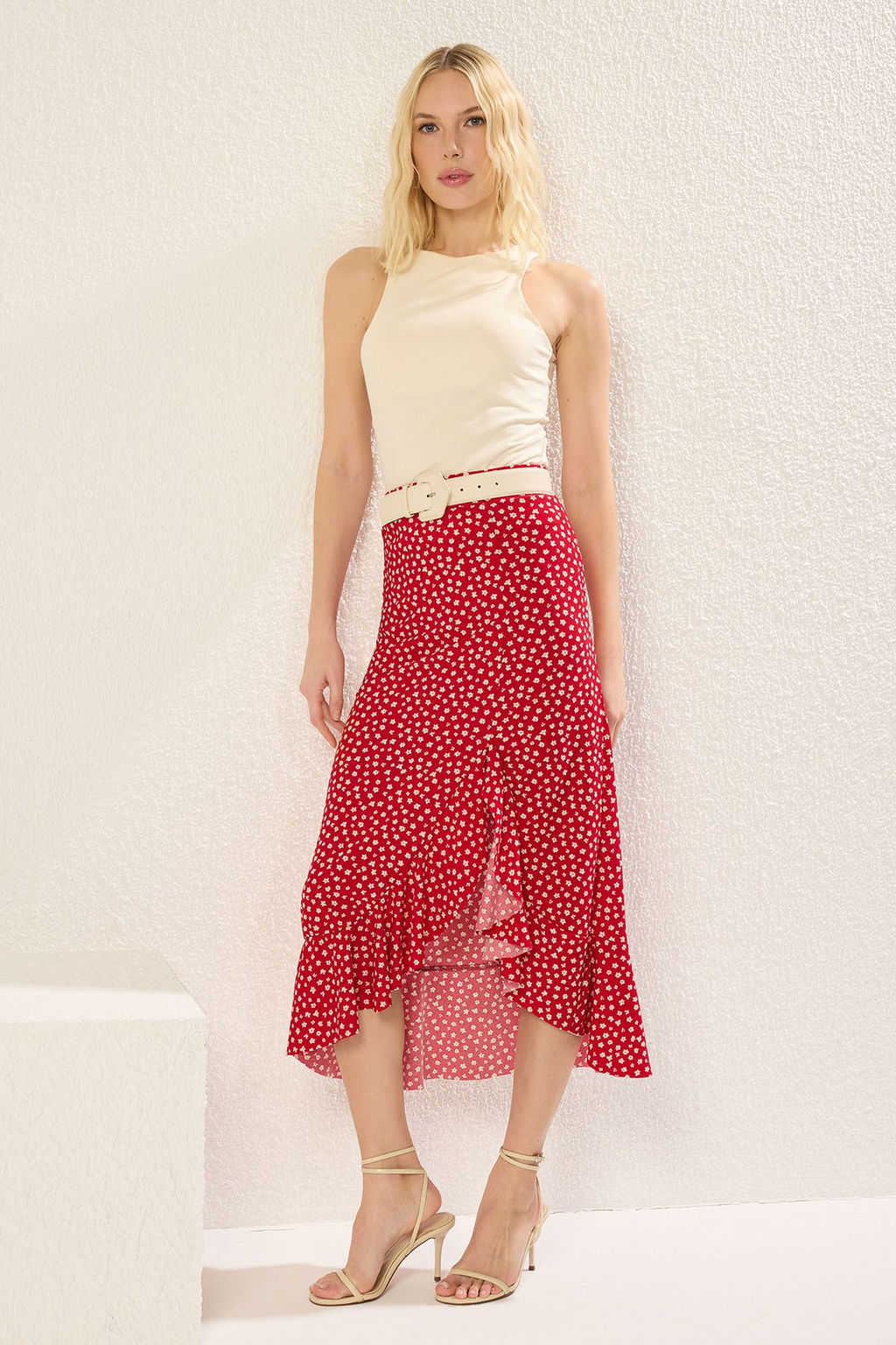 TRENDYOLMILLA Siyah Puantiyeli F?rf?rl? Y?rtmacl? Esnek Midi Orme Etek TWOSS24ET00261 фото 2