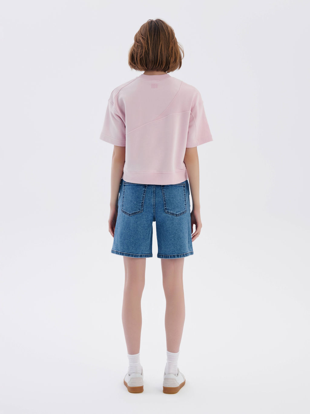 CONTE Комбинированная футболка из футера c вставками в рубчик LD 2573 crystal pink