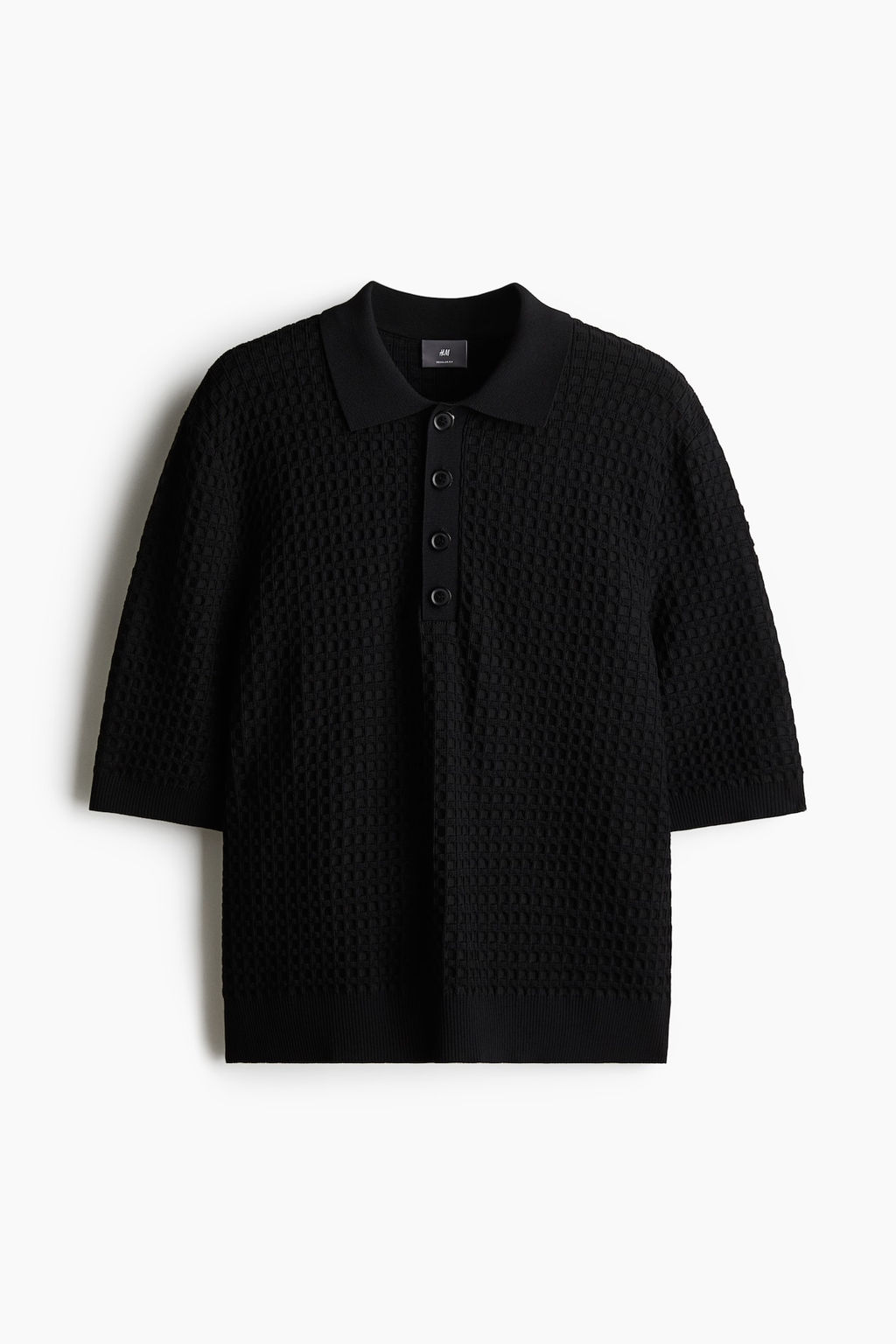 Regular Fit Waffle-knit polo shirt - H&m фото 5