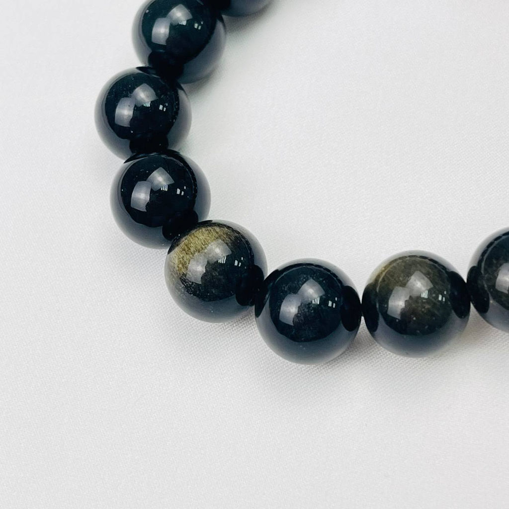 Браслет мужской "Дракон" из золотистого Обсидиана 18 см