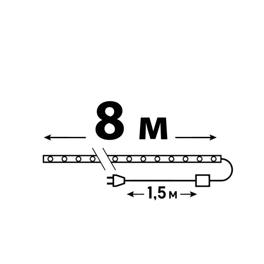 ULD-D50 8M/С08 IP44 MULTI Гирлянда светодиодная Дюралайт, 8м. С контроллером. Разноцветный свет. Провод прозрачный. ТМ Uniel