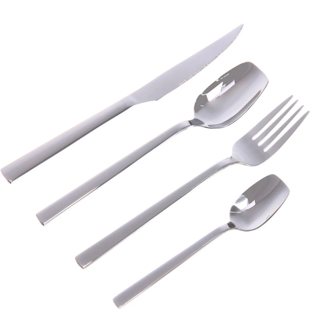 Набор столовых приборов "SANLI" 16шт (4ножа, 4вилки, 4ст.ложки, 4ч.ложки), цвет серебро, прямой