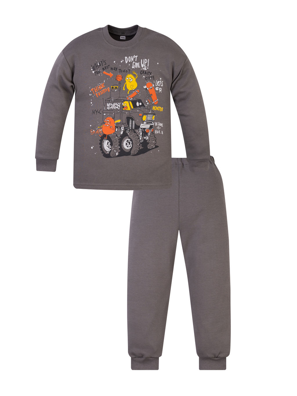 Пижама детская серая монстрики