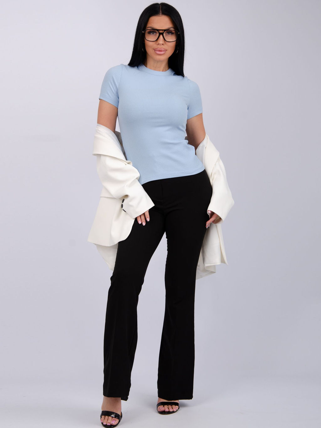 Футболка "Скимс" голубая, трикотаж лапша