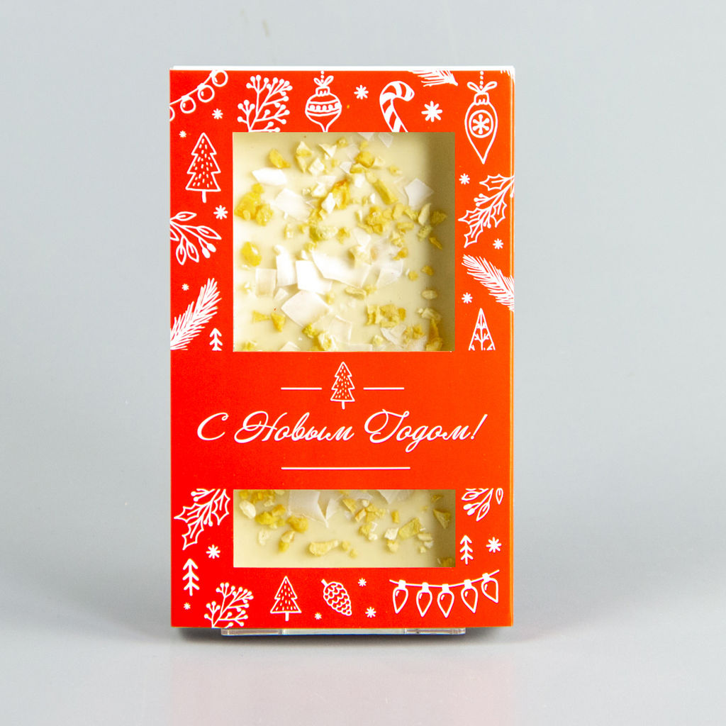 Белый шоколад с манго и кокосом, красная коробочка #1, 85гр