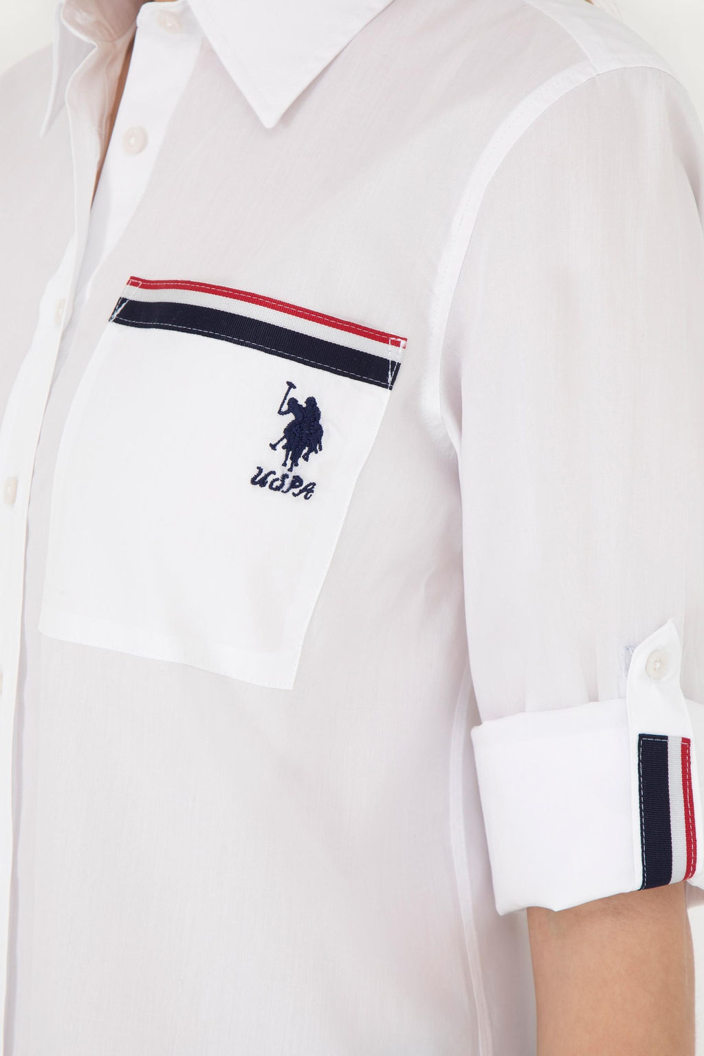 Женская белая рубашка с длинным рукавом - U.s. polo assn фото 14