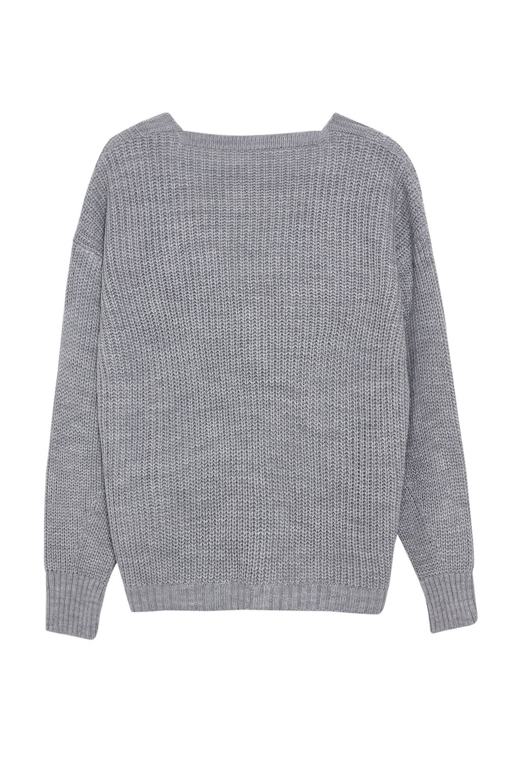 Gri Basic V Yaka Triko H?rka TWOAW24HI00383