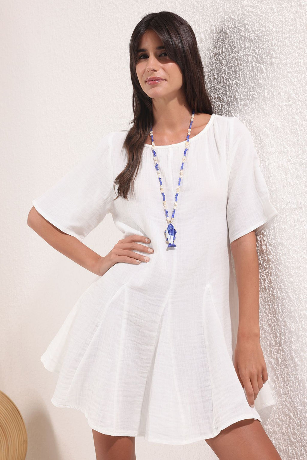 Trendyolmilla Siyah Muslin 100% Pamuk Plaj Elbise TBESS25EL00135  фото 2