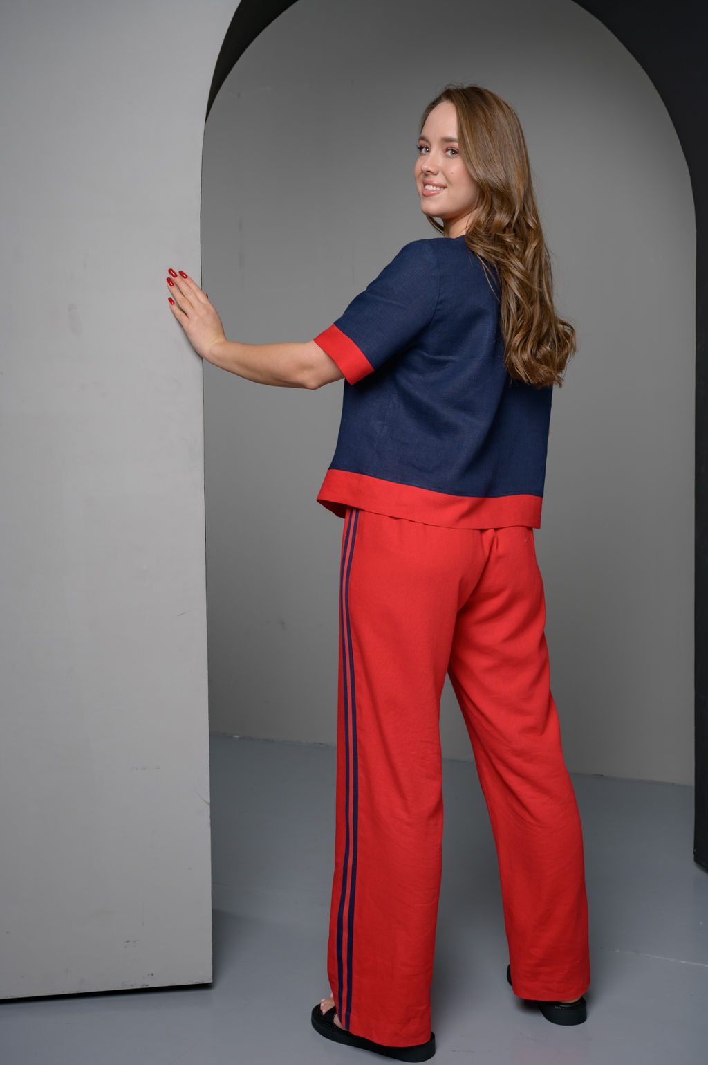 100% ЛЁН базовая блуза свободного силуета - Новый лен фото 5