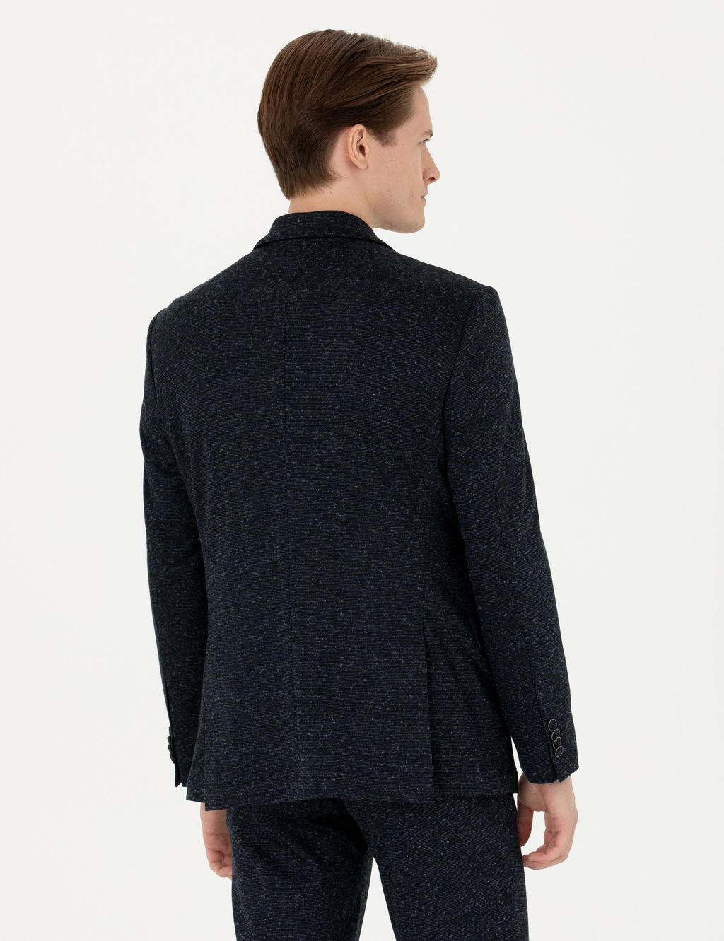 Lacivert Slim Fit Y_n Kar___ml_ Klasik Ceket