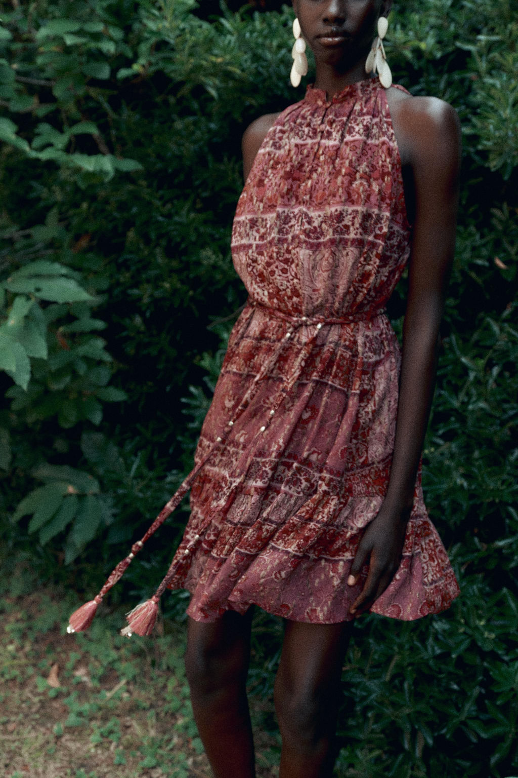 PATCHWORK PRINT MINI DRESS WITH BELT - Zara фото 9
