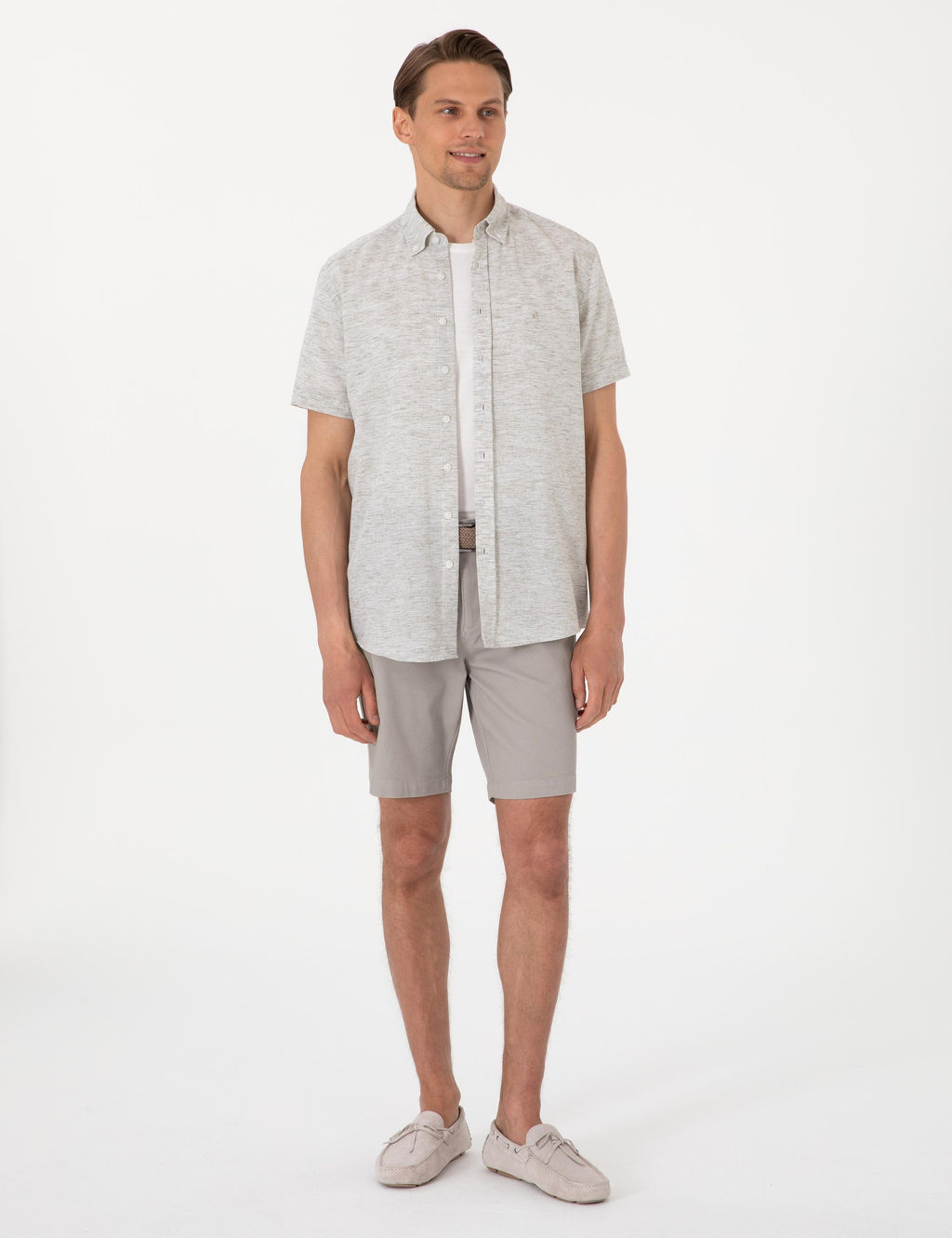 Рубашка Pierre Cardin Regular Fit хаки с льном