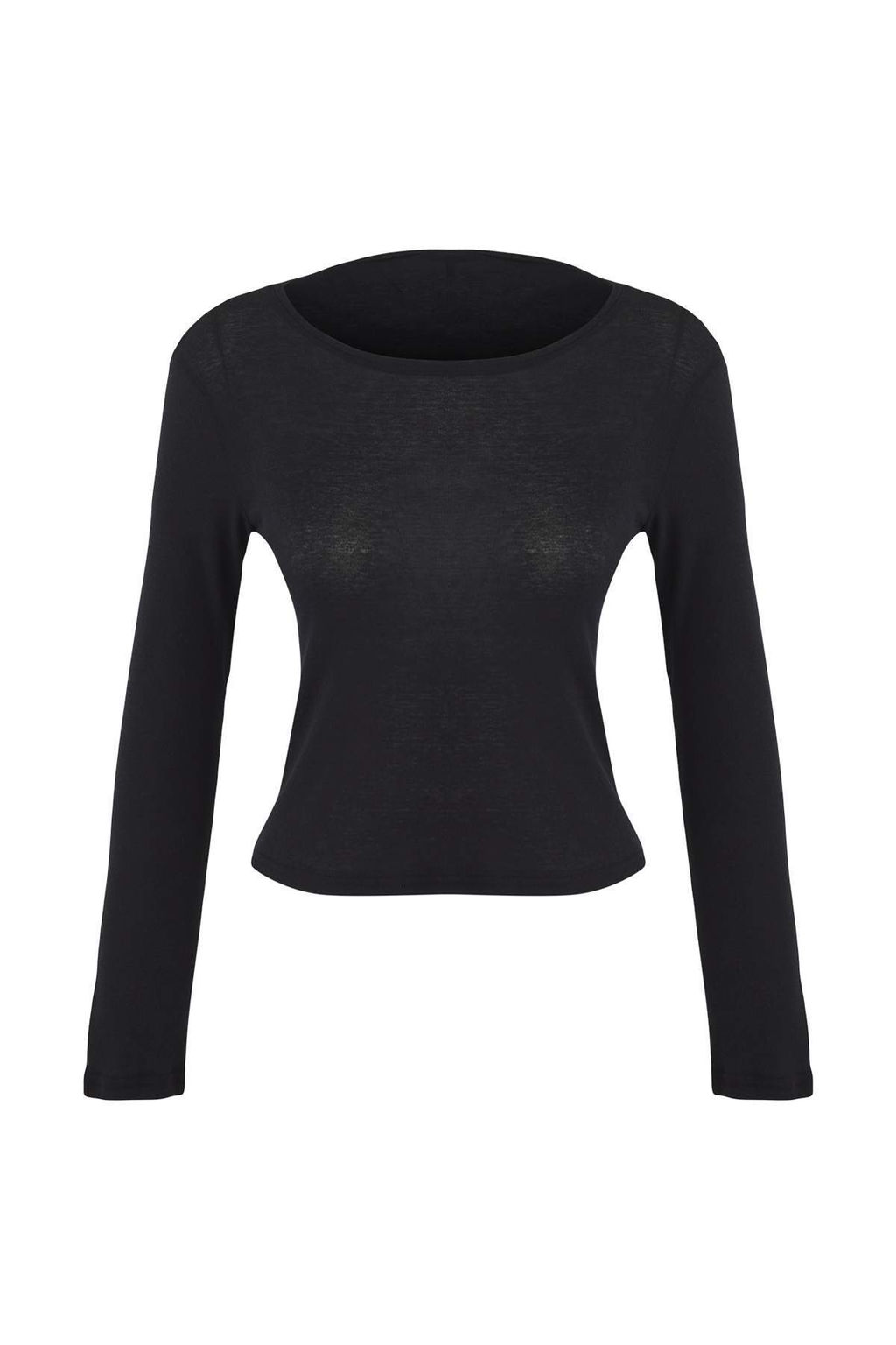Wardrobe Essentials  Siyah Transparan Slim/Vucuda Oturan Orme Bluz | TWOAW26BZ00015