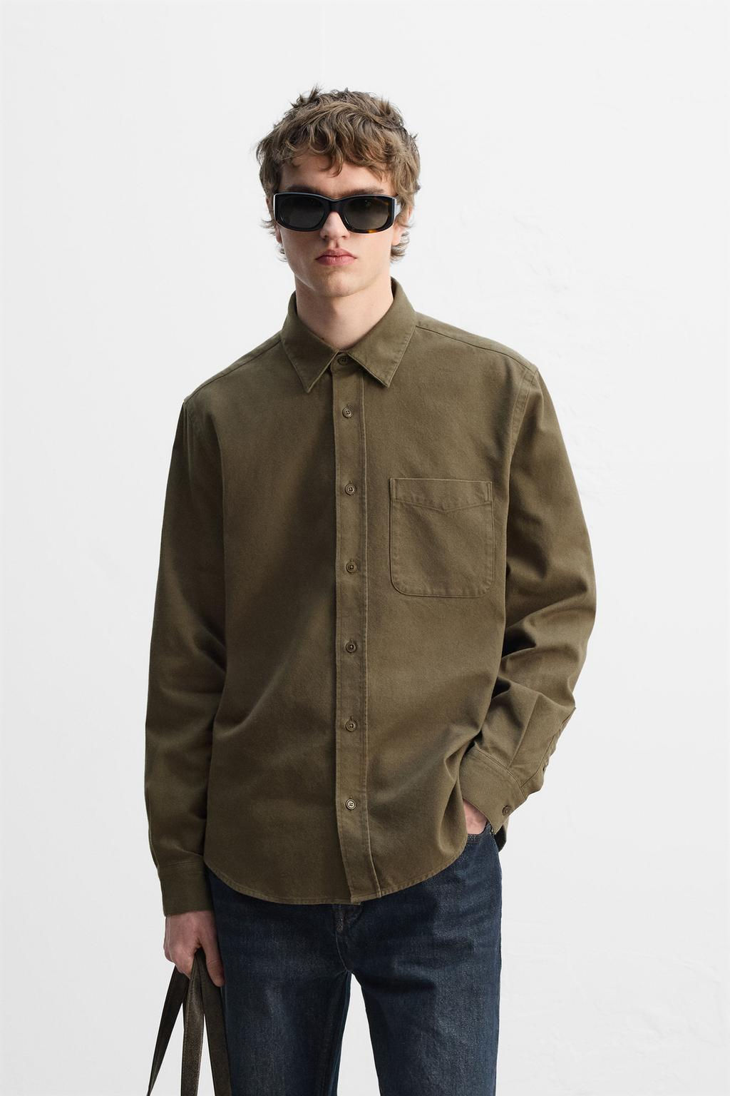 BRUSHED COTTON SHIRT - Zara фото 11