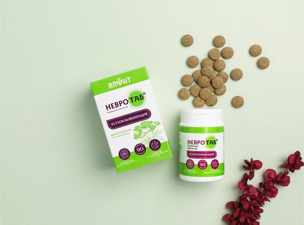 Травяные таблетки "Невротаб", 45 г (90 таб по 0.5 г) Новинка Алфит 8536