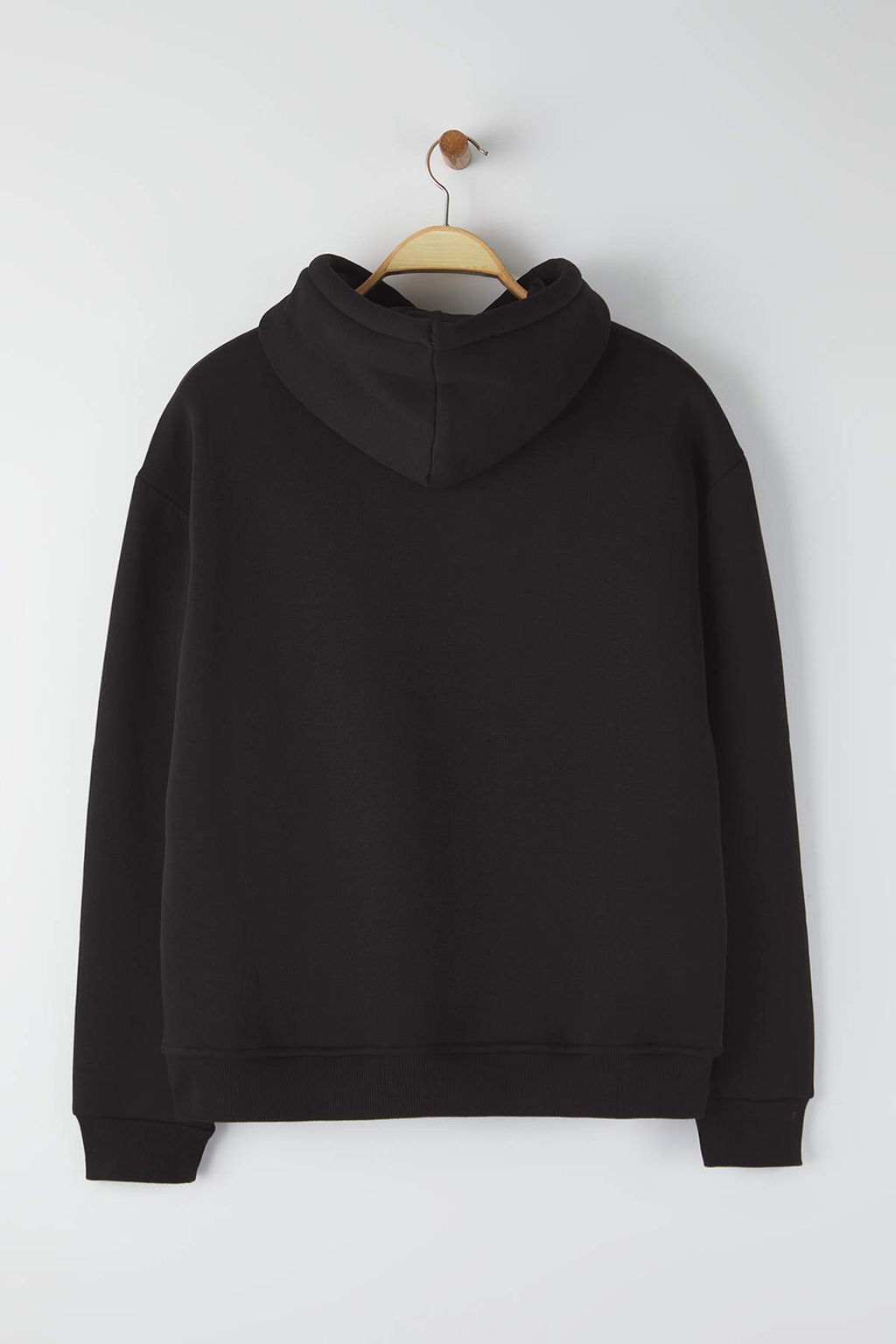 Siyah Biber Nak?sl? Oversize/Genis Kesim Ici Polarl? Kapusonlu Sweatshirt TMNAW25SW00016