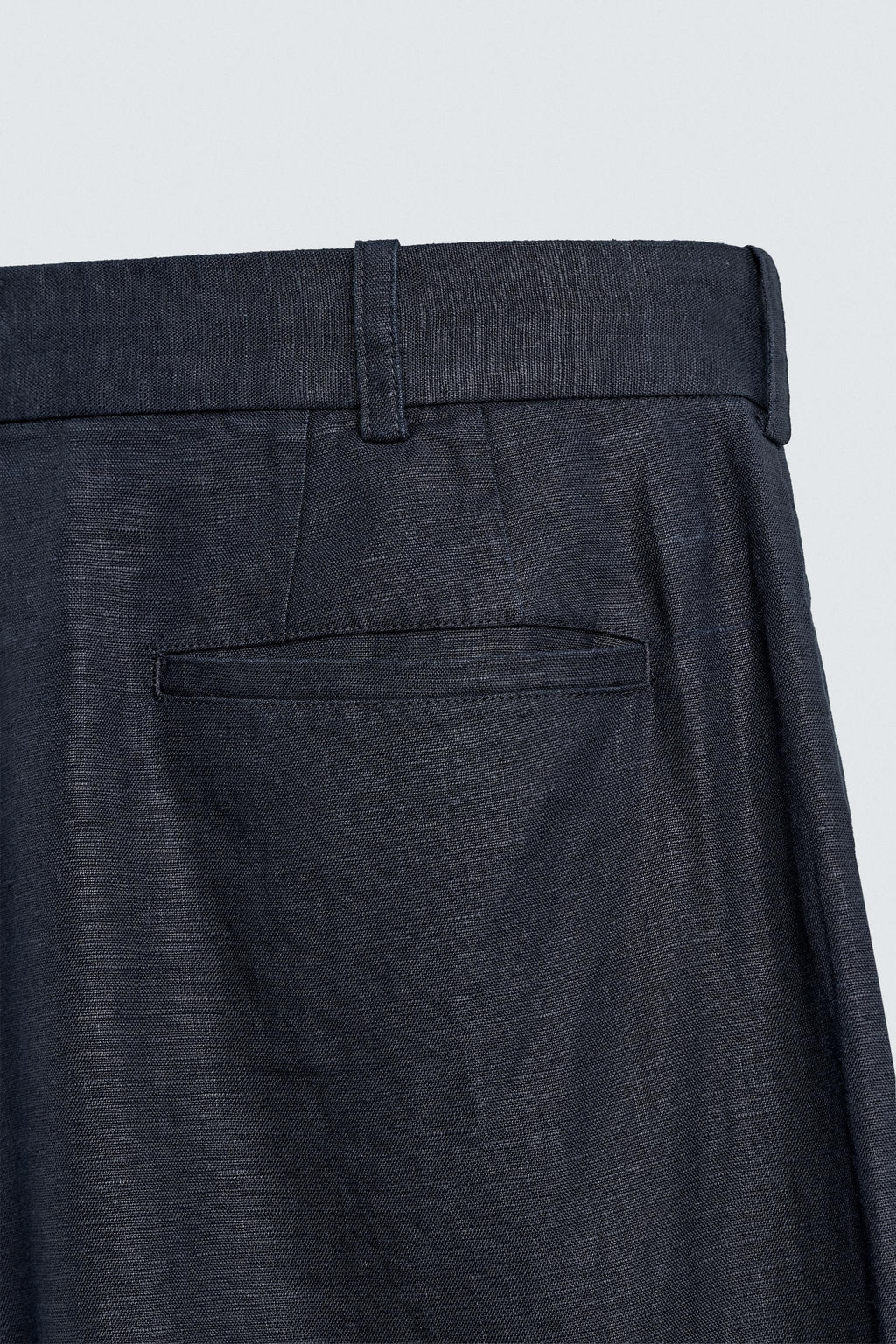 PANTAL?N WIDE FIT PLIEGUES 100% C??AMO / Marino oscuro - Zara фото 9