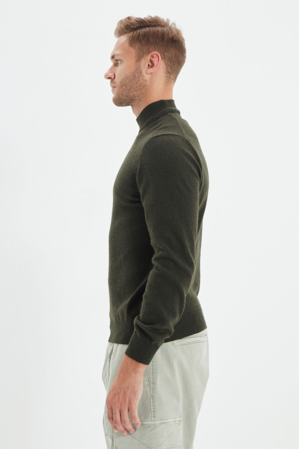 TRENDYOL MAN Bej Slim Fit Yunlu Yar?m Bal?kc? Yaka Basic Triko Kazak TMNAW21KZ1595 - Trendyolmilla фото 27