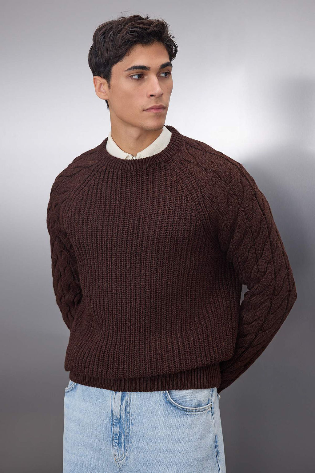 TRENDYOL MAN Ekru Casual Unisex Regular Fit Yunlu Bisiklet Yaka Sac Orgu Detayl? Triko Kazak TMNAW22KZ2059 - Trendyolmilla фото 70