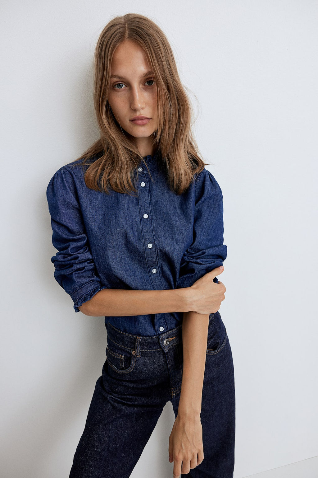 Blusa denim con volantes - H&m фото 3