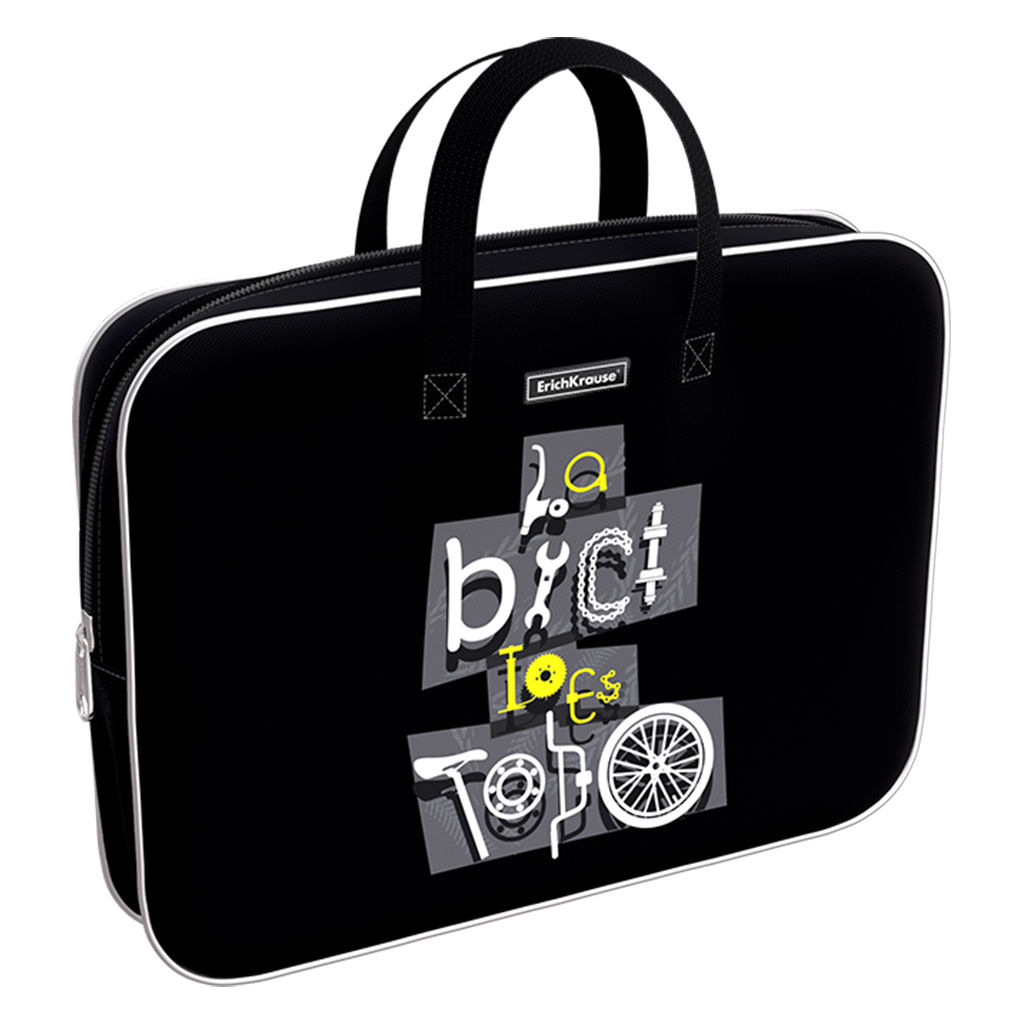 Цена за 1 шт. Папка текстильная на молнии ErichKrause с ручками Bicycle, A4+