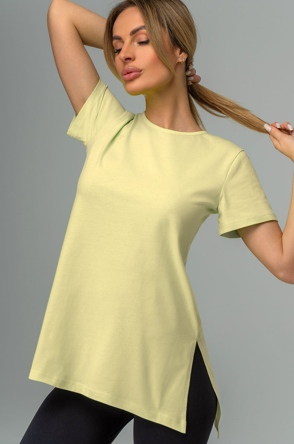 Женская удлиненная футболка с разрезами Happyfox