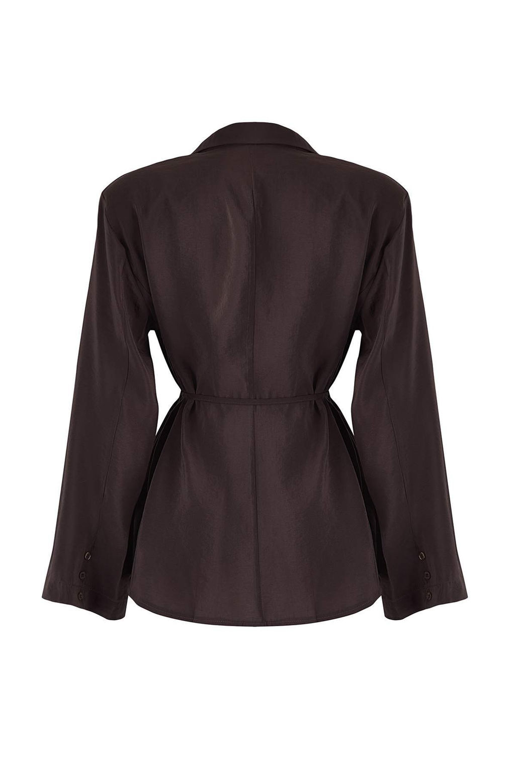 Kahverengi Ince Astars?z Dokuma Gomlek Ceket TWOAW26BC00058