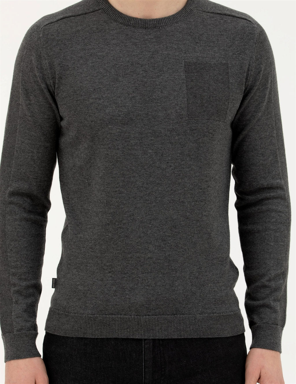 Koyu Gri Slim Fit Bisiklet Yaka Triko Kazak - Pierre cardin фото 6