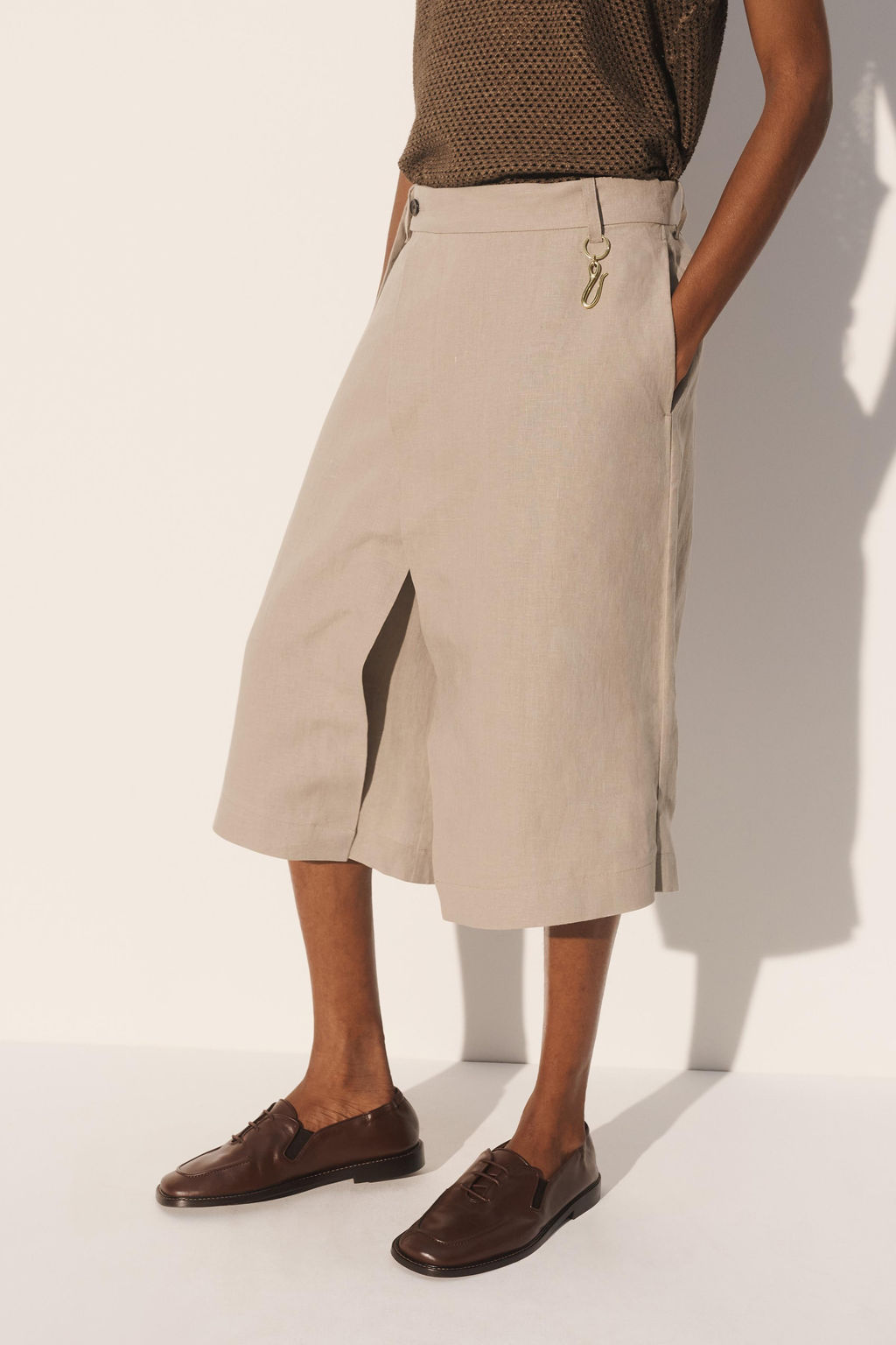 BERMUDA CRUZADA WIDE FIT 100% LINO / Beige - Zara фото 3