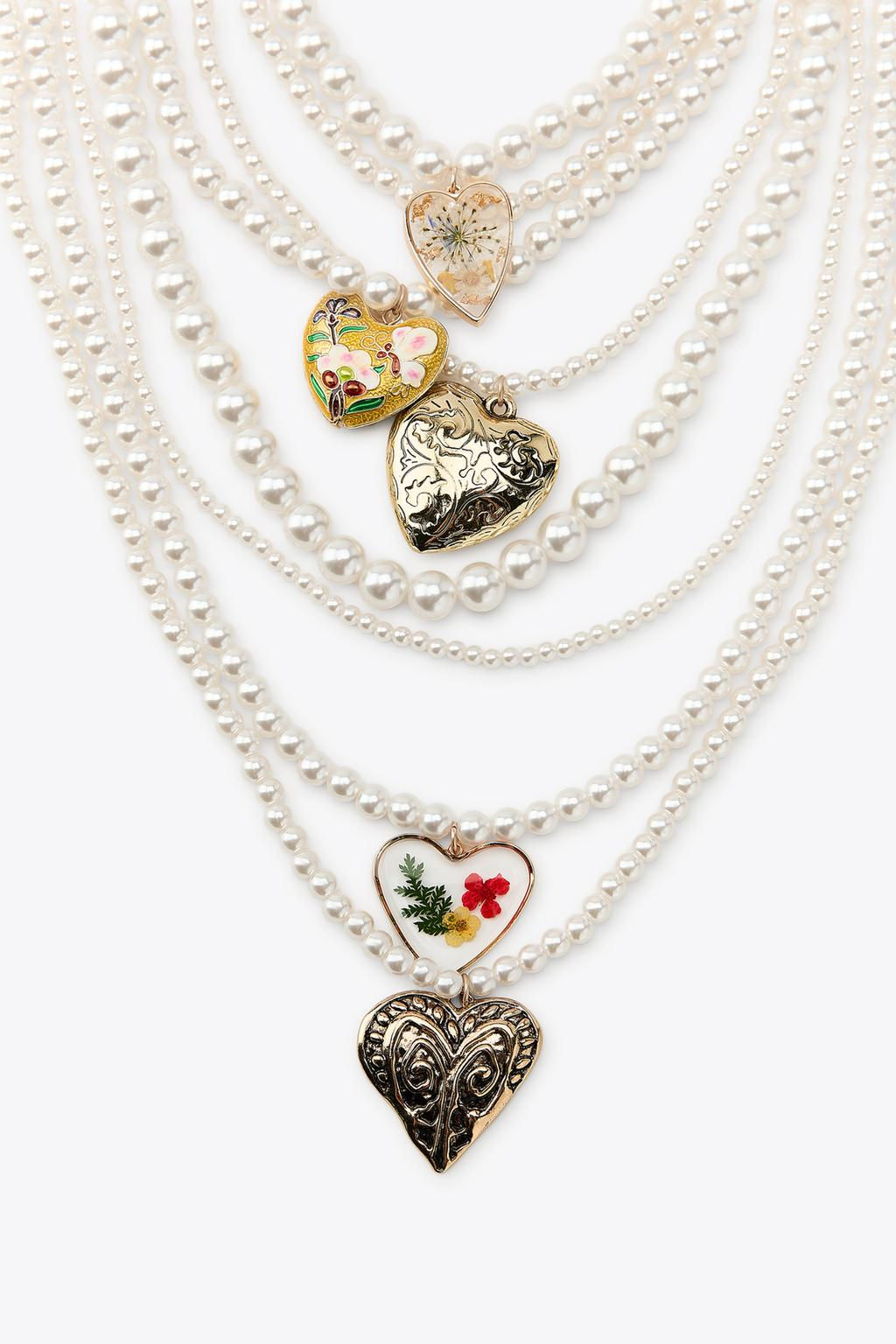 PACK OF 2 HEART AND FAUX PEARL NECKLACES - Zara фото 3