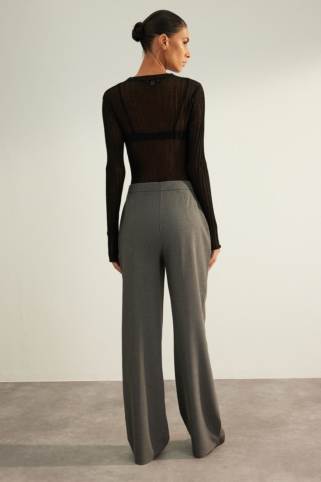 TRENDYOLMILLA Antrasit Premium Kalite Wide Leg/Genis Paca Dokuma Kumas Pantolon TWOAW24PL00227 фото 7