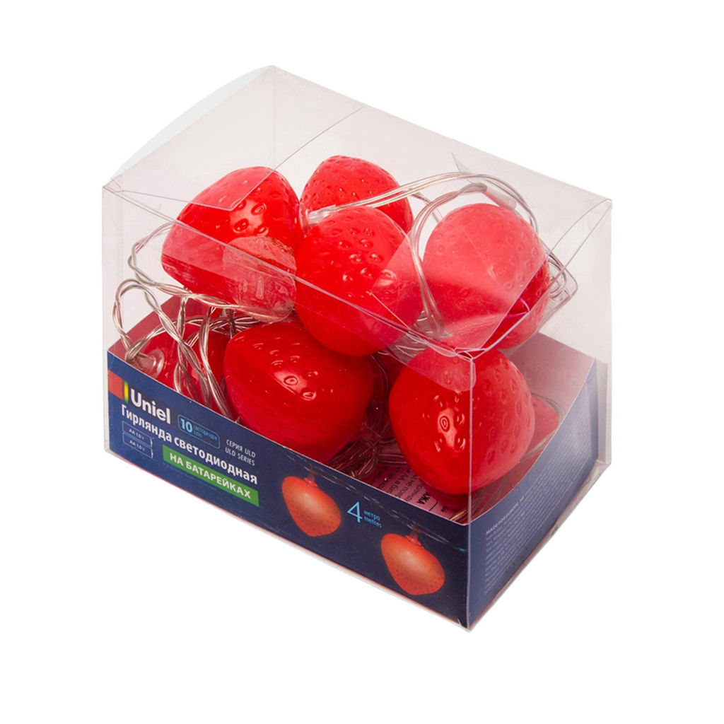 ULD-S0400-010/STB/2AA RED IP20 STRAWBERRY Гирлянда светодиодная на батарейках 2AA (не в/к), Клубника, 4м. 10 светодиодов. Красный свет. Провод прозрачный. TM Uniel. - Volpe фото 10