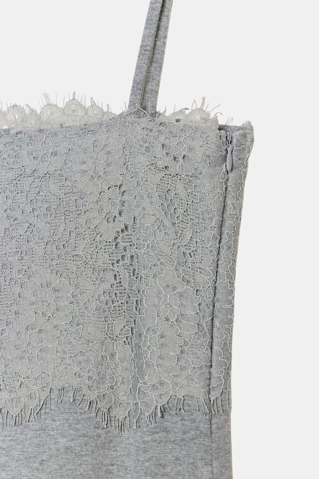 VESTIDO MINI COMBINADO ENCAJE / Gris vigor? - Zara фото 6