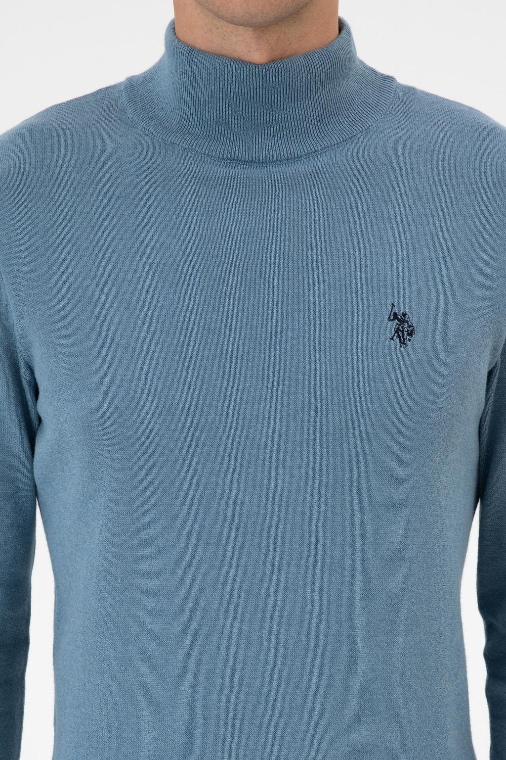 Erkek Slim Fit Bo_azl_ Mavi Basic Kazak - U.s. polo assn фото 6