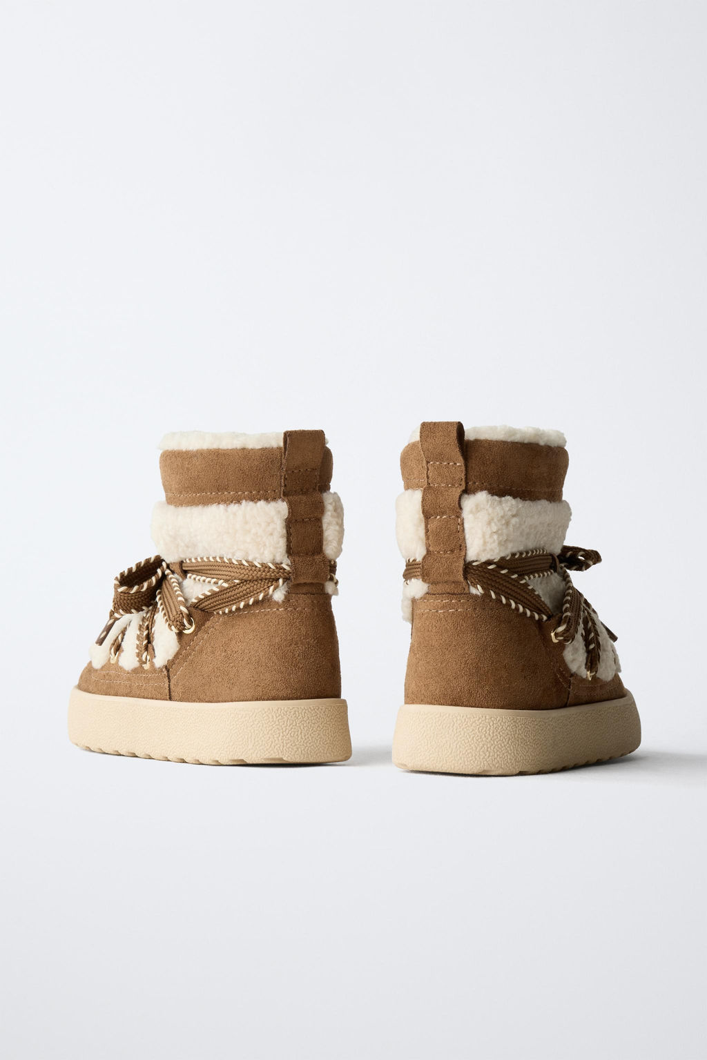 COMBINED FAUX SHEARLING ANKLE BOOTS - Zara фото 14
