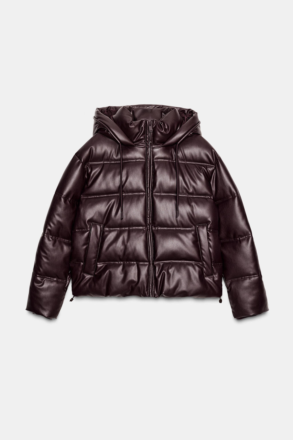 WATER-REPELLENT WINDPROOF QUILTED FAUX LEATHER ANORAK