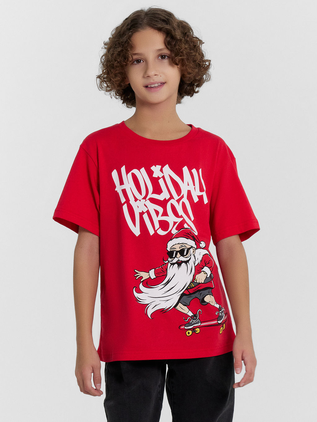 Футболка для мальчиков новогодняя красная с Сантой - Mark formelle фото 2