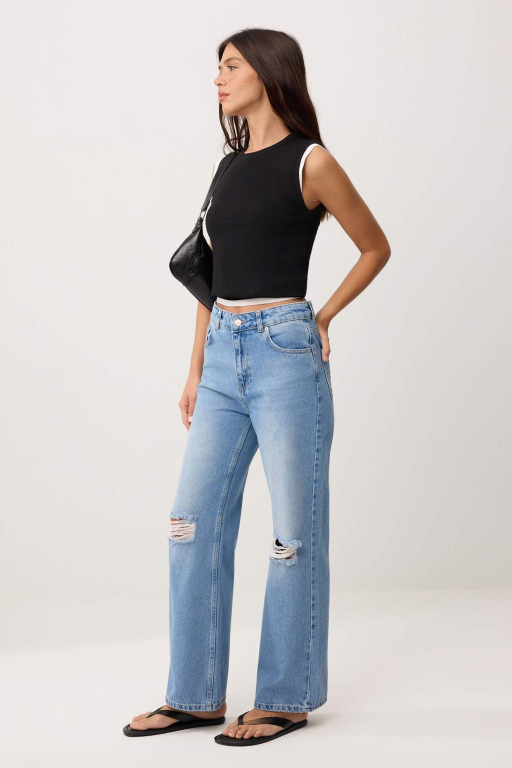 Mavi Y?rt?k Detayl? Yuksek Bel Straight Jeans TWOSS26JE00263 - Trendyolmilla фото 2