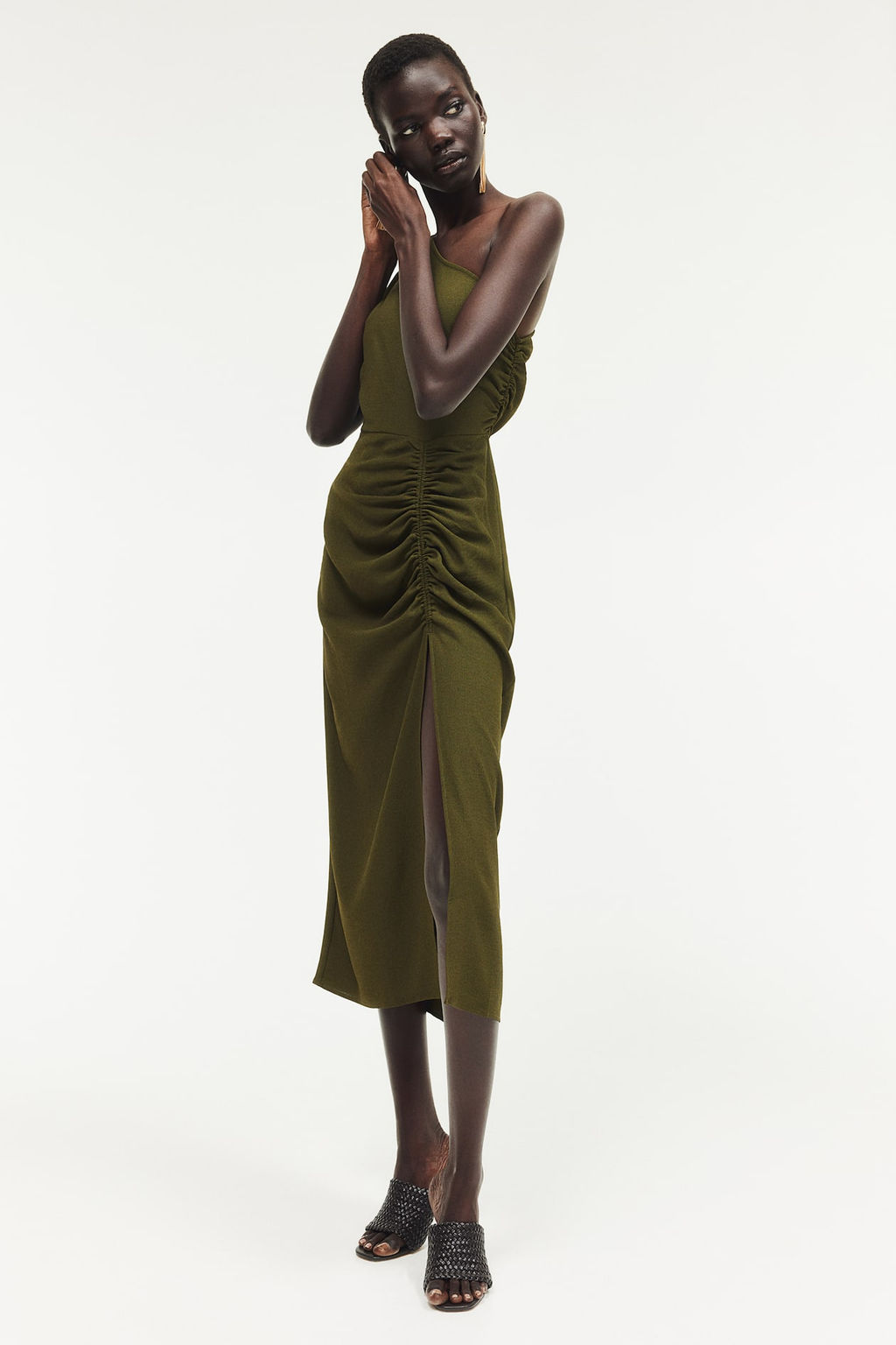 Vestido drapeado de un hombro - H&m фото 4