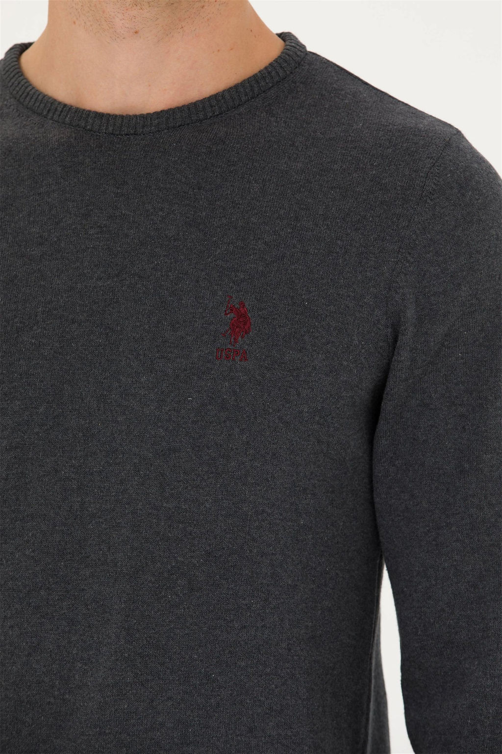 Мужской базовый свитер антрацитового меланжа - U.s. polo assn фото 13