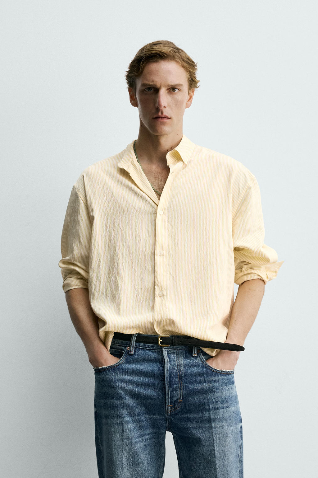 CAMISA FLUIDA RAYAS / Amarillo - Zara фото 2