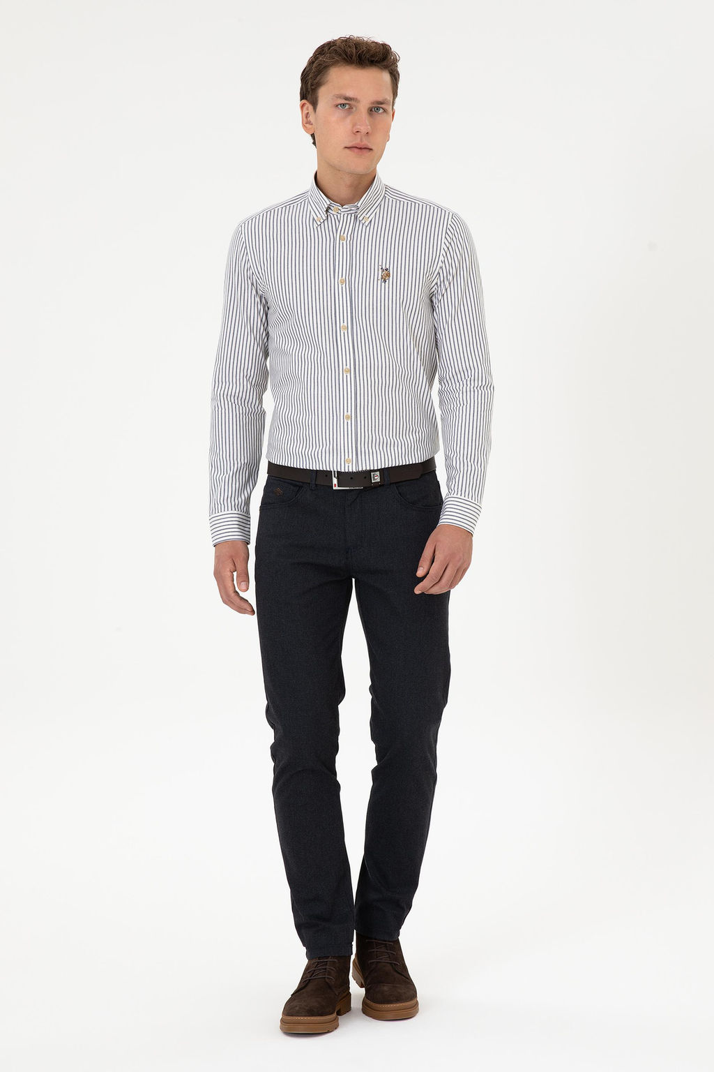 Erkek Lacivert Slim Fit Kanvas / Chino Pantolon